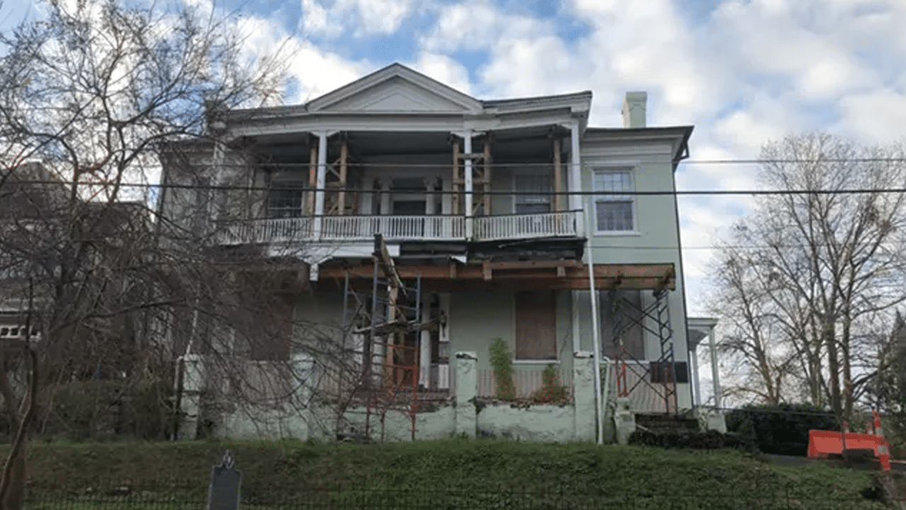 Pemberton's Headquarters in December 2021 prior to the start of the rehabilitation (NPS Photo)