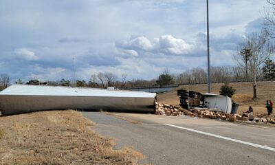 Overturned 18-wheeler