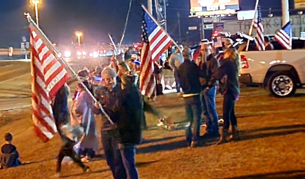 Part of the group in front of Big Lots. Photo by David Day