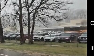 Beechwood Elementary at the height of the storm. Screengrab from live video by David Day