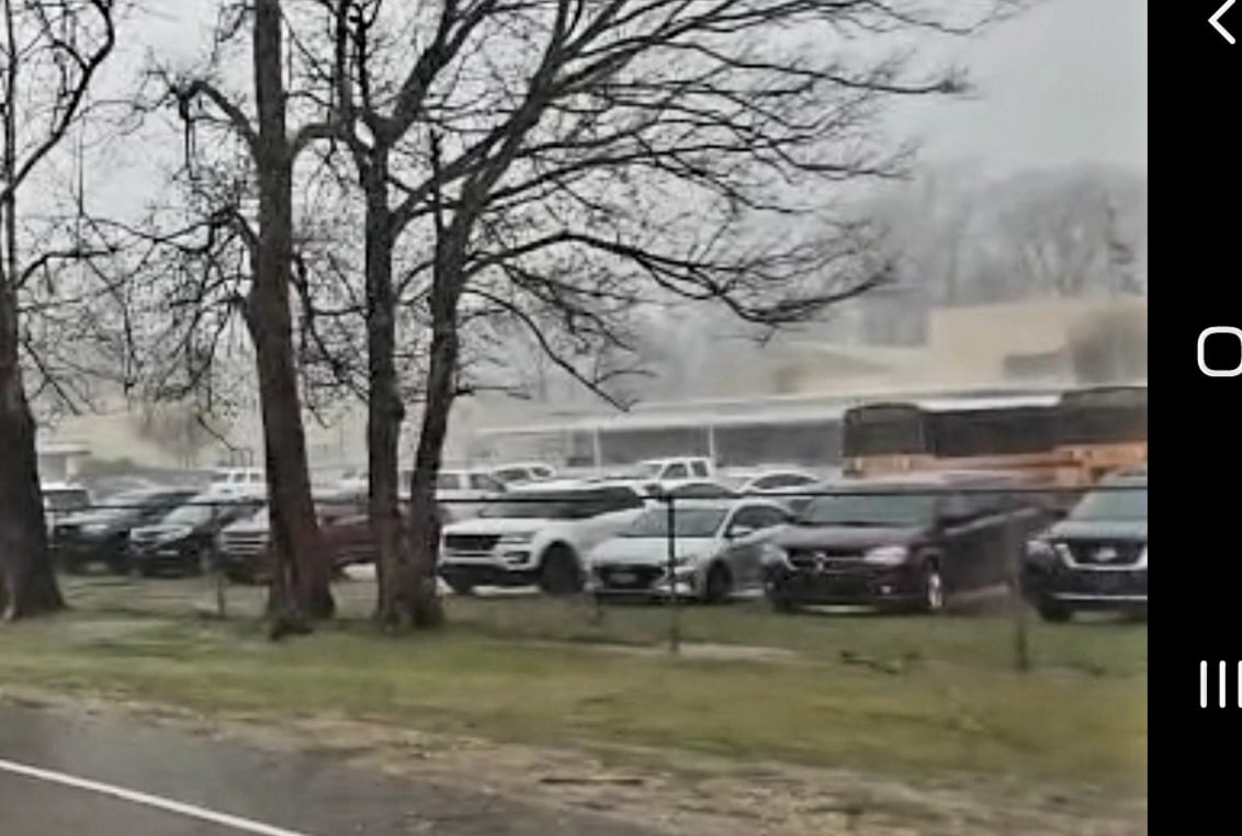 Beechwood Elementary at the height of the storm. Screengrab from live video by David Day