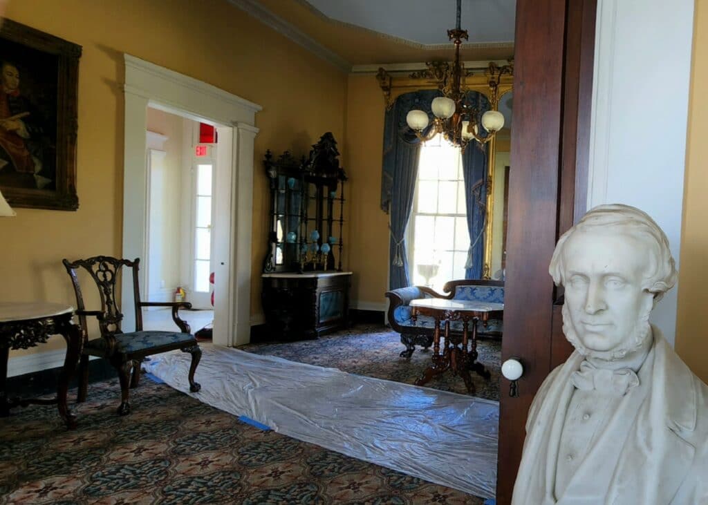 A bust of John Klein welcomes visitors to Cedar Grove. Photo by David Day