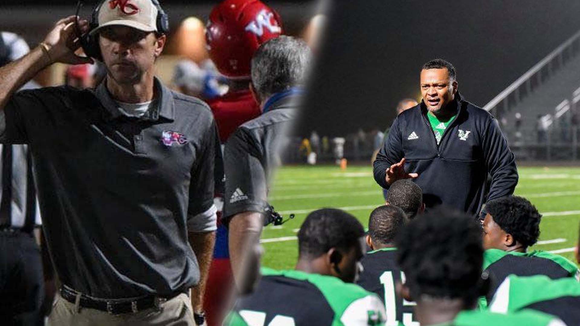 Warren Central head coach Josh Morgan and VHS head coach Todd McDaniel