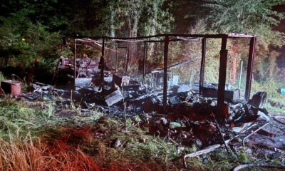 An RV was destroyed in a fire early Monday morning on Tilton Ranch Road
