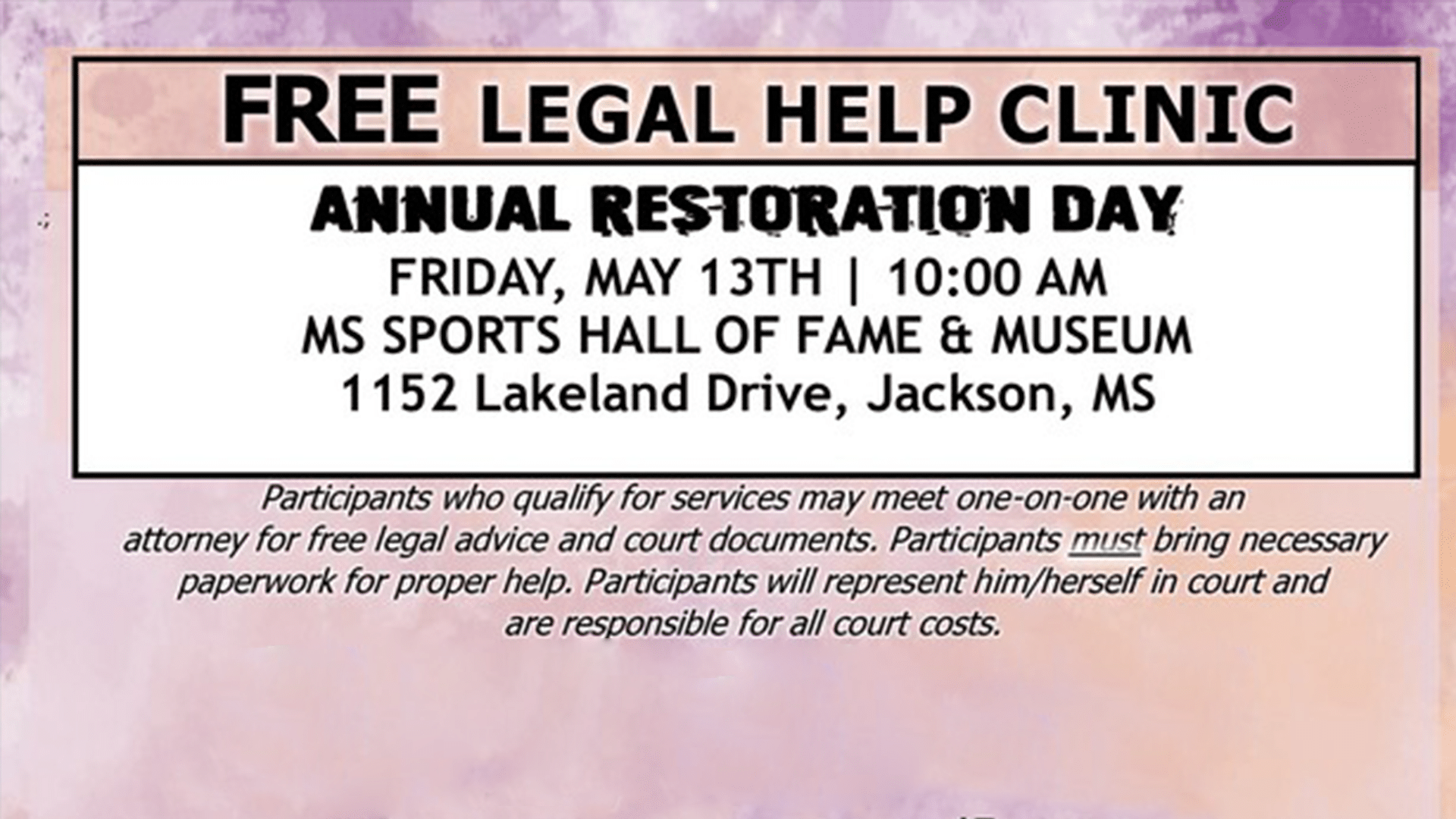 Legal clinic flyer
