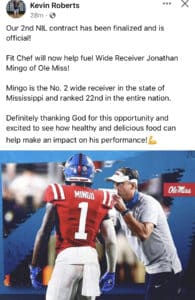 NIL deal announcement with fit chef