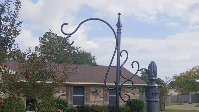 shepherds hook on lawn