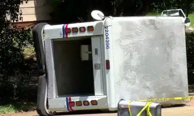 mail truck turned over