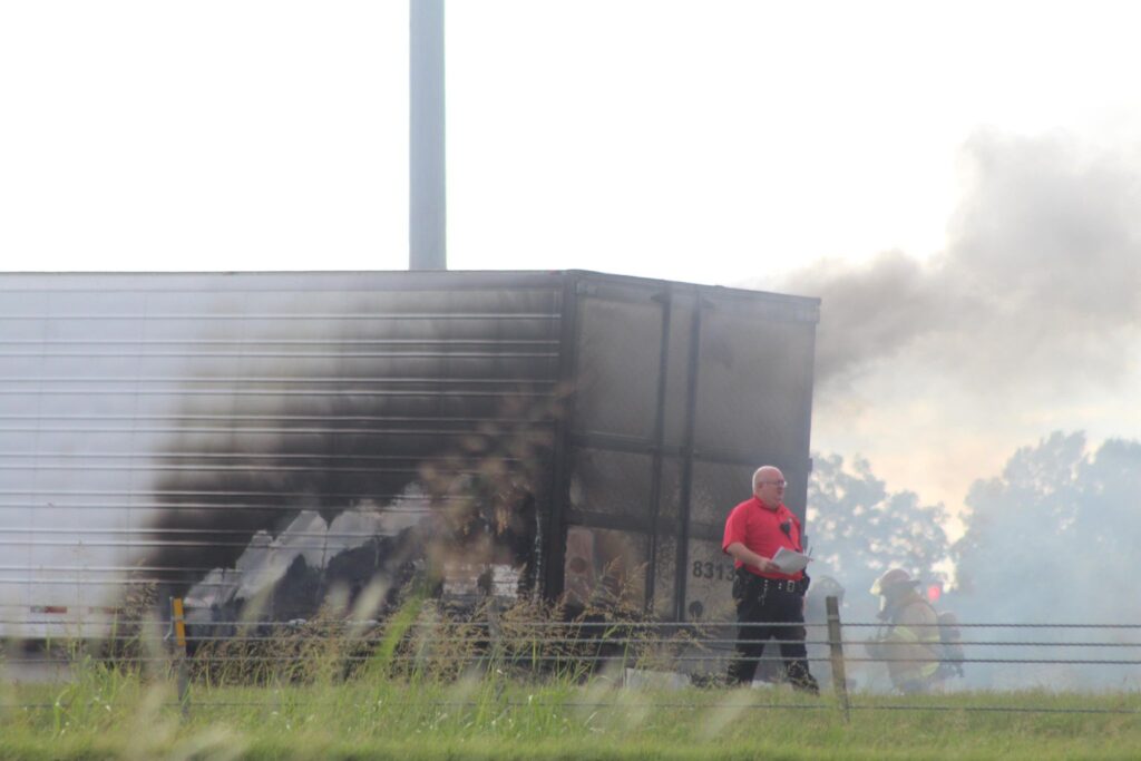 18-wheeler on fire