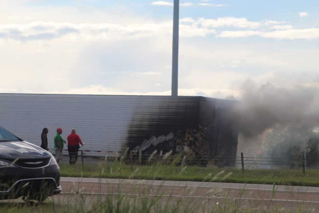 18-wheeler on fire