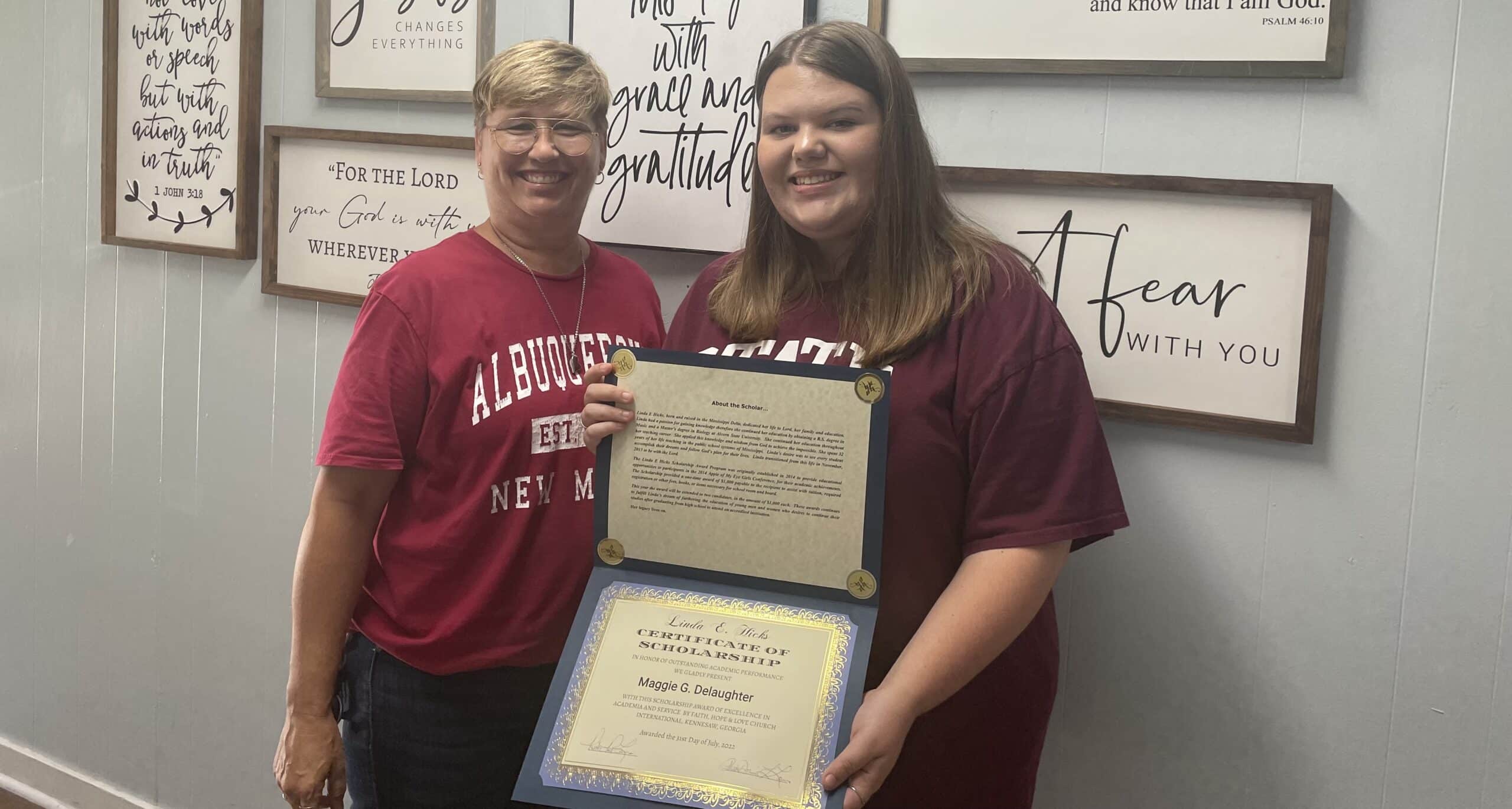 linda hicks scholarship Gracie Delaughter