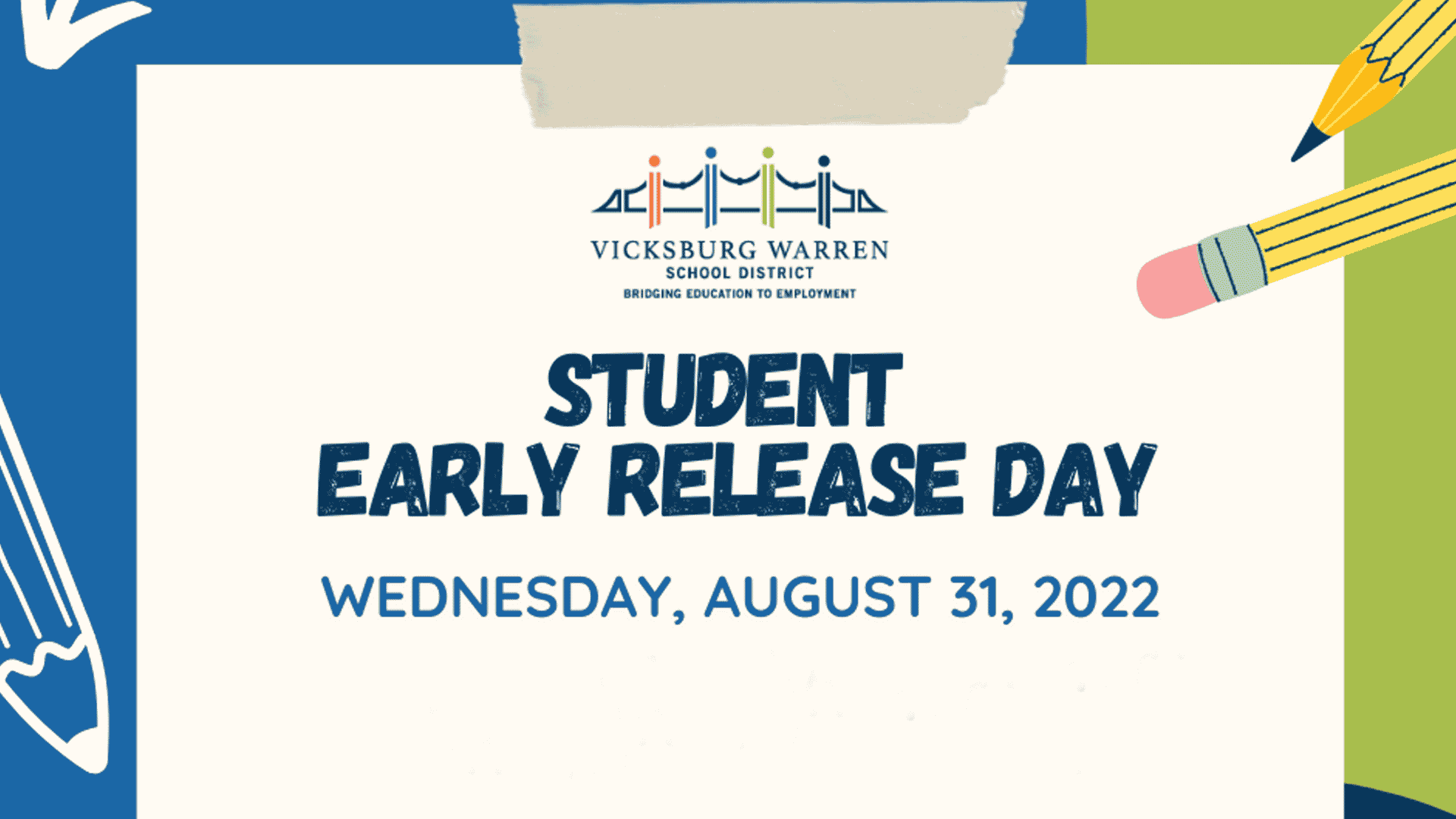 vicksburg warren school district early release day
