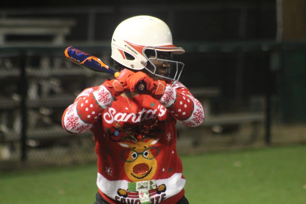 Ugly Christmas Sweater softball game : Photo by Keith Phillips