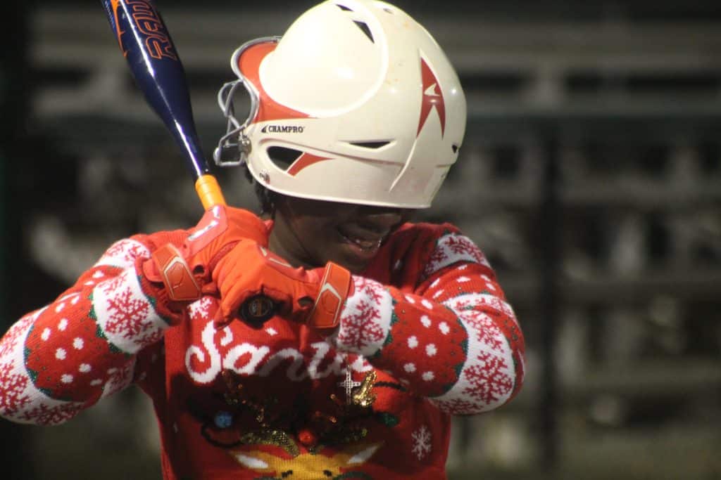 Ugly Christmas Sweater softball game : Photo by Keith Phillips