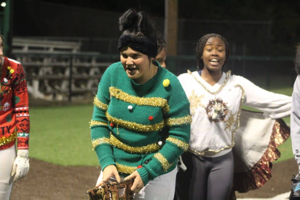 Ugly Christmas Sweater softball game : Photo by Keith Phillips