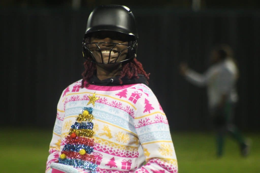 Ugly Christmas Sweater softball game : Photo by Keith Phillips