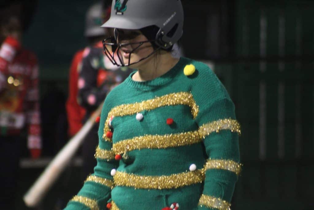 Ugly Christmas Sweater softball game : Photo by Keith Phillips