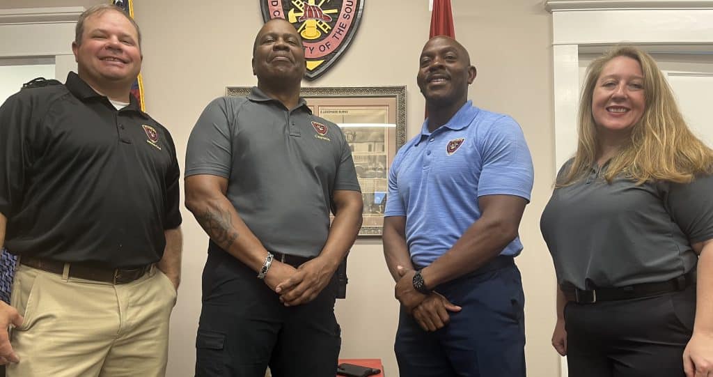 Associate Fire Chief Trey Martin, Captain Jeff Ross, Fire Chief Derrick Stamps Sr. and Assistant Fire Chief Jessica Cade: Photo by Keith Phillips