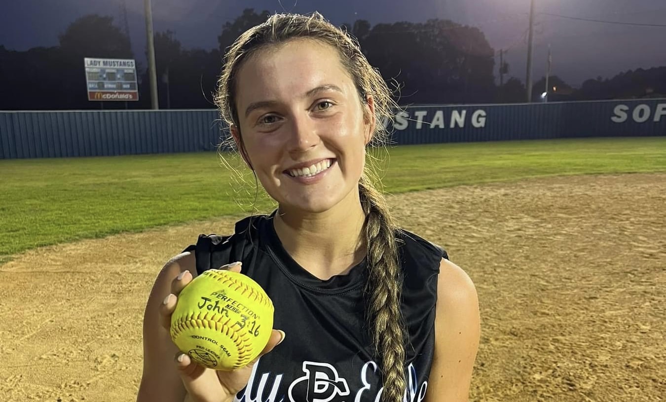 Marley Bufkin holding softball
