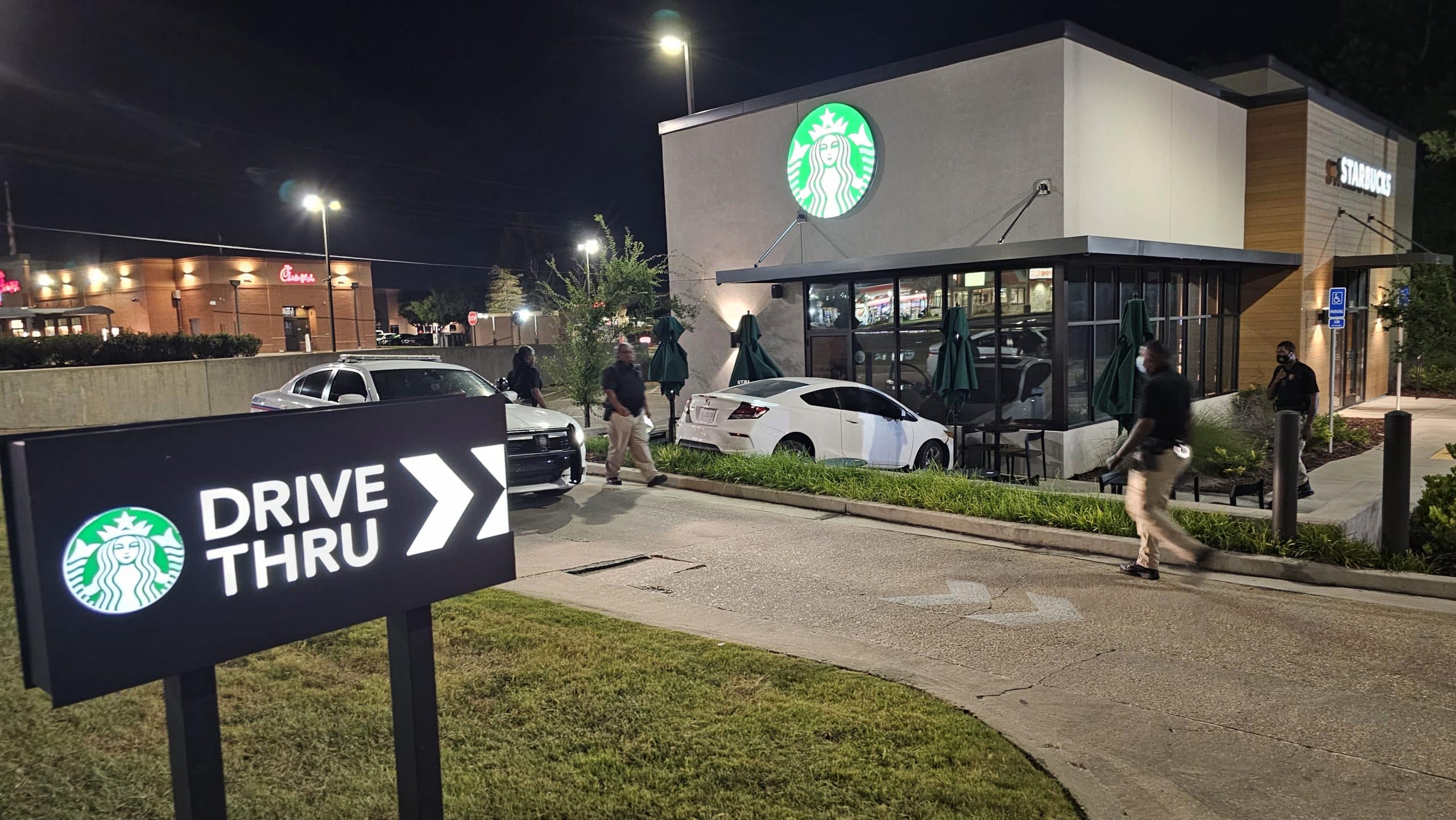 vehicle hits starbucks
