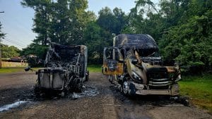 18-wheeler on fire