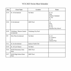 St. Al Swim schedule