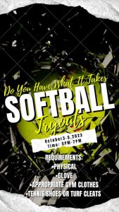 VHS softball flyer
