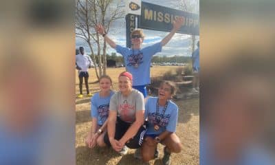 Cora Lindsay, Nicole Solis, Abby DeJesus and Matthew Brewer in back