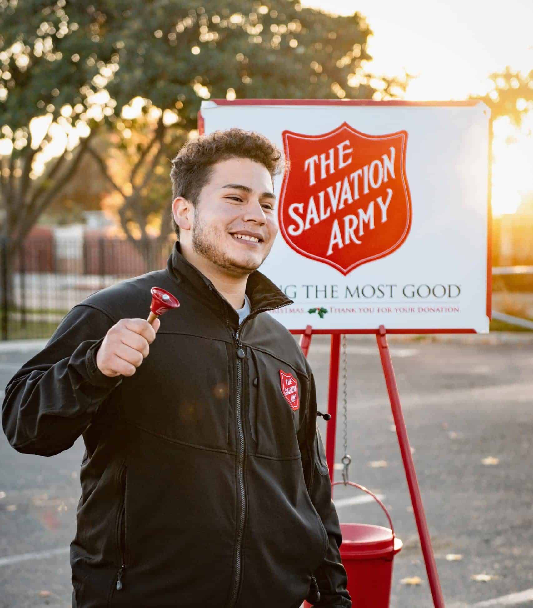 A Salvation Army bell ringer.