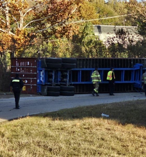18 wheeler overturned