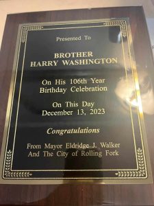 Harry Washington plaque