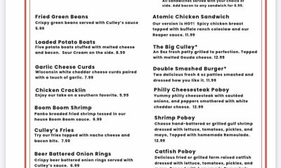 culleys menu