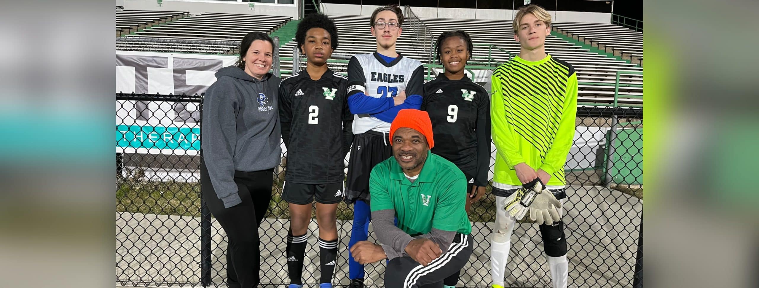 L-R Samantha Bailey, Allan Allen, Joey Courville, Trinity McGloster, Gavin Pugh and Maurice Gilliam in front