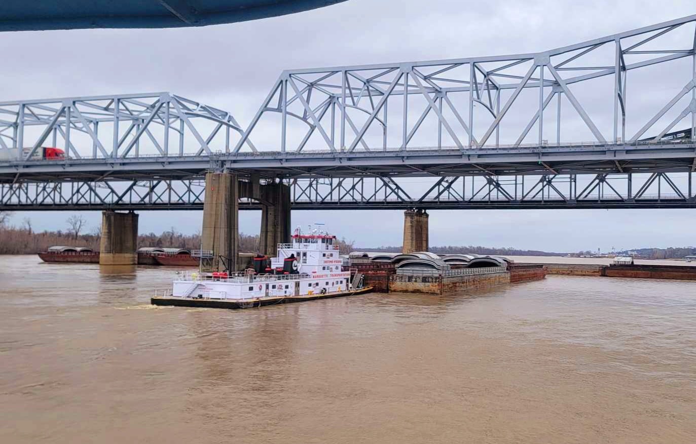 barge hits bridge