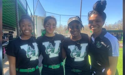 Trinity McGloster, Avery VanNorman, Jordan Powell and Coach Briana Knox