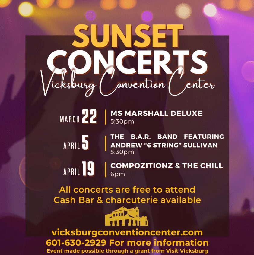 Mark Your Calendar For A Free Sunset Concert At Vicksburg Convention Center