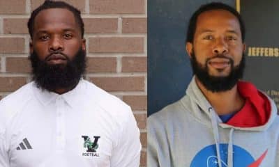 JC Coach Roderick Holmes and VHS Coach Christopher Lacey