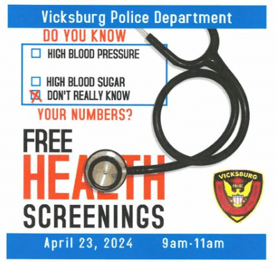 Free health screening at Vicksburg PD